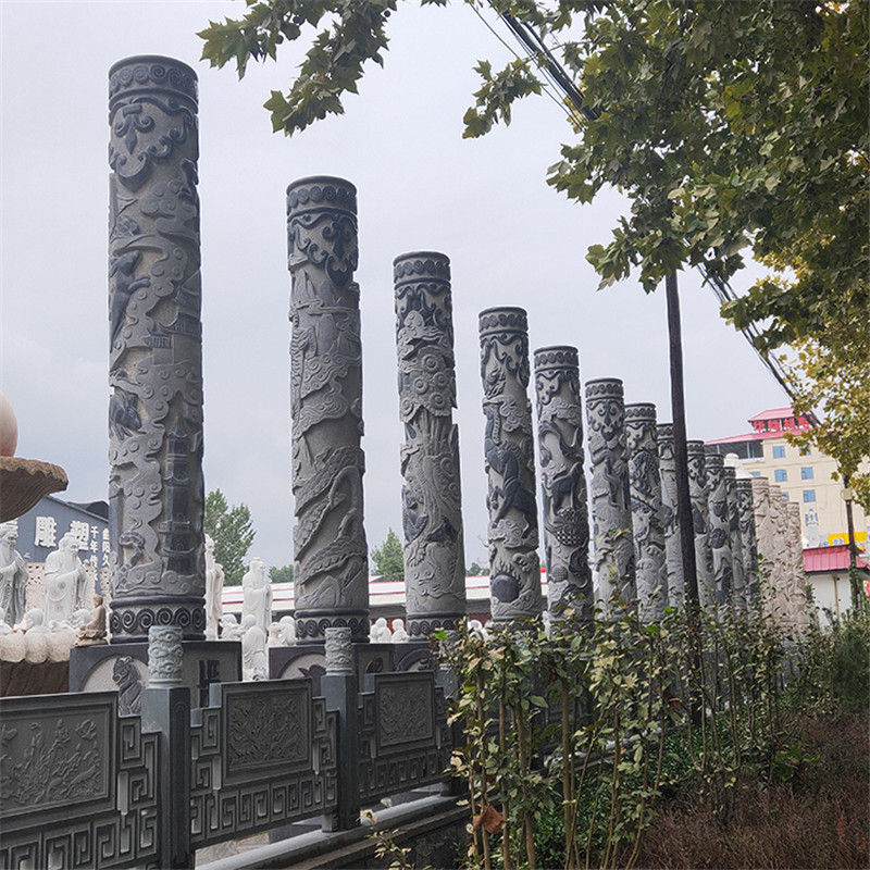 广场景区盘龙柱 景区石雕雕刻盘龙柱 石雕文化柱石柱子青石龙柱