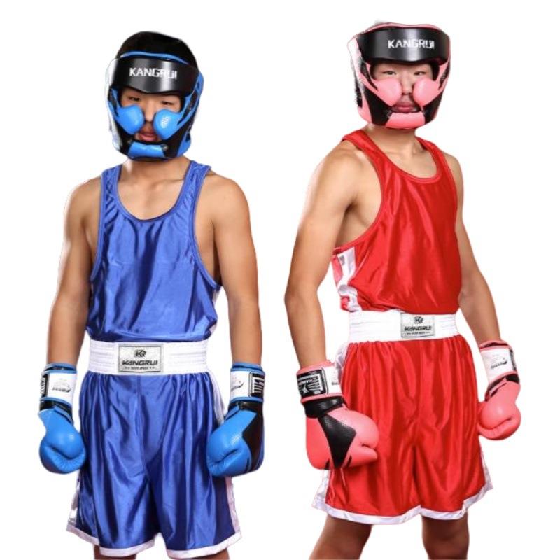 男童男士成人泰拳散打服拳击服MMA训练搏击服套装短裤背心武术服
