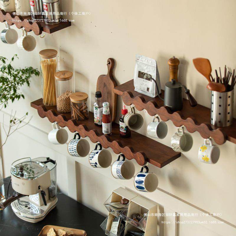 实木墙上置物架客厅打孔墙面隔板餐厅墙壁收纳一字卧室厨房搁板