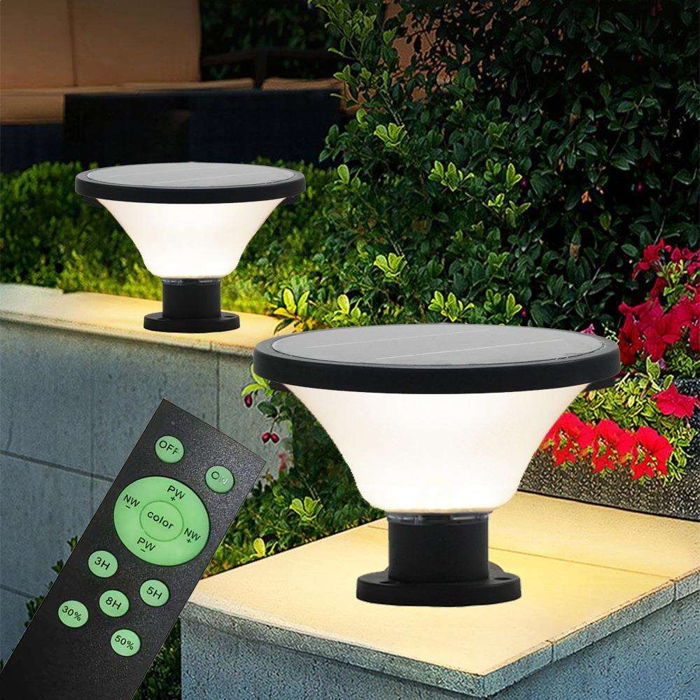 太阳能草坪灯园林景观庭院围墙柱头灯可调光调色超亮防水花园