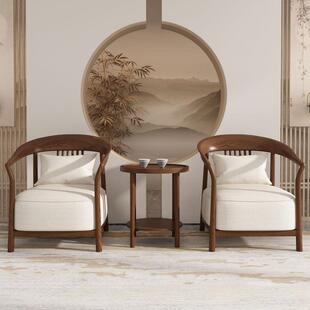 新中式实木圈椅售楼部接待洽谈椅家用阳台区休闲椅三件套桌椅组合