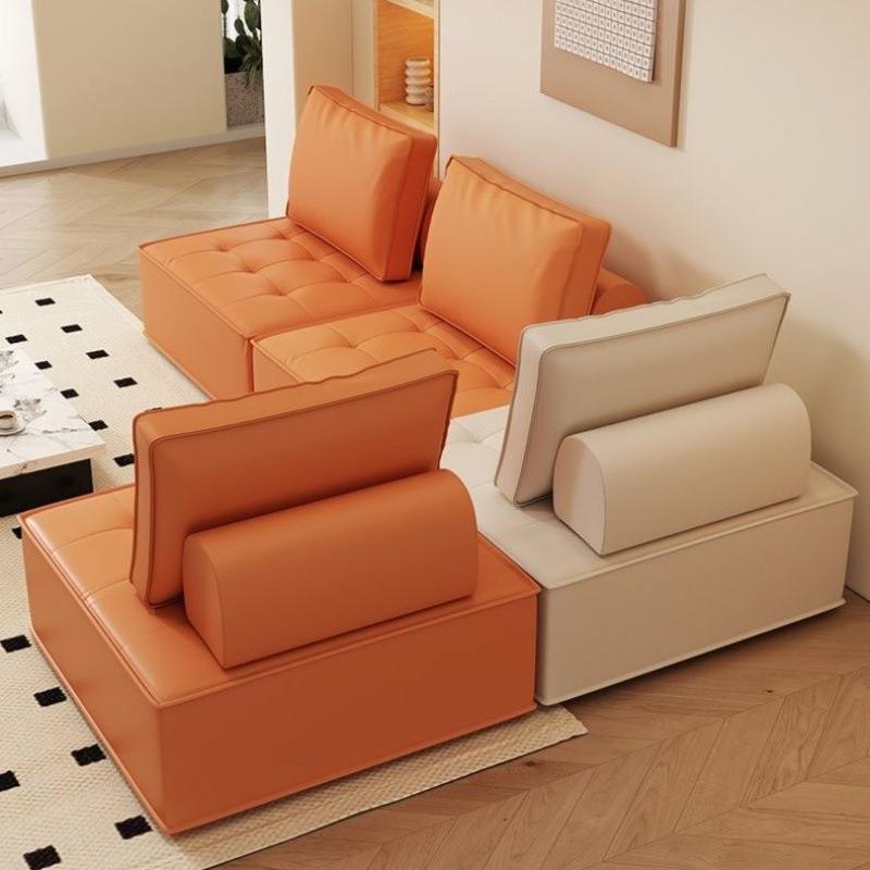 意式极简小户型科技布豆腐块懒人沙发客厅方块组合榻榻米单人沙发