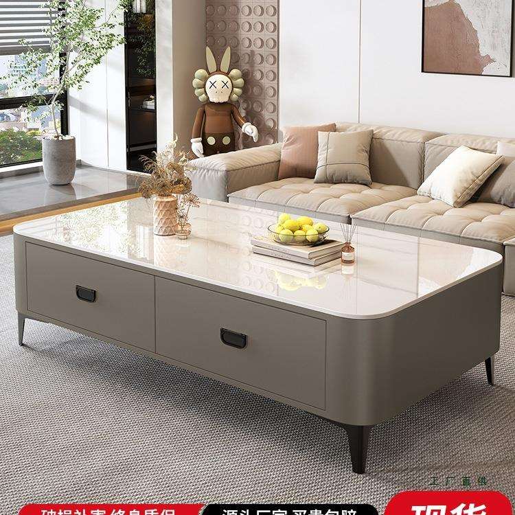 茶几客厅家用小户型2025新款轻奢茶台高级感理石茶几桌电视柜组合