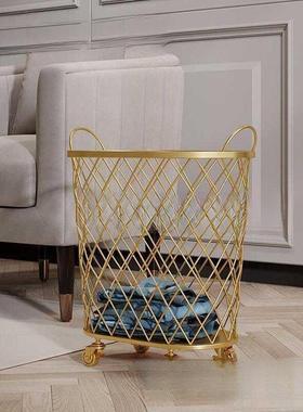 北欧浴室脏衣篓洗衣篮垃圾桶衣物玩具收纳蓝脏衣服收纳框金色默认
