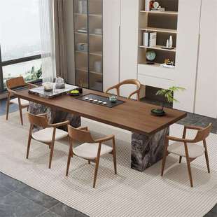 实木茶桌椅组合岛台家用办公室大板茶台轻奢现代简约2025新款高端