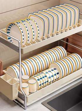 碗碟收纳架厨房置物架2025新款台面多功能餐具沥水家用防锈碗盘架