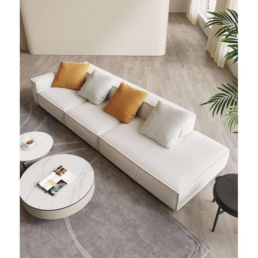 意式极简豆腐块沙发直排科技布磨砂布日式沙发组合奶油风米色沙发