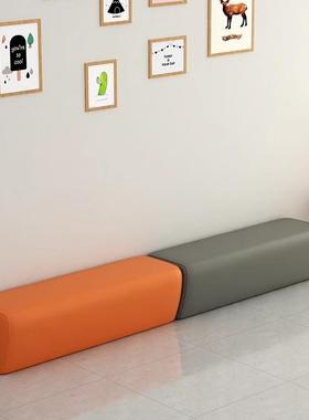 培训机构家长沙发休息区接待休闲窄凳子理发店等候小型长条沙发椅