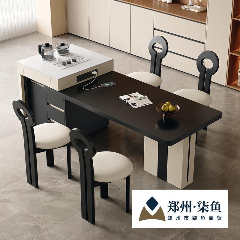 现代茶几岛台餐桌一体家用现代小户型办公多功能伸缩简约厨房桌椅