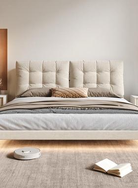 轻奢奶油风云朵双人床悬浮床布艺床2024网红新款现代简约悬浮大床