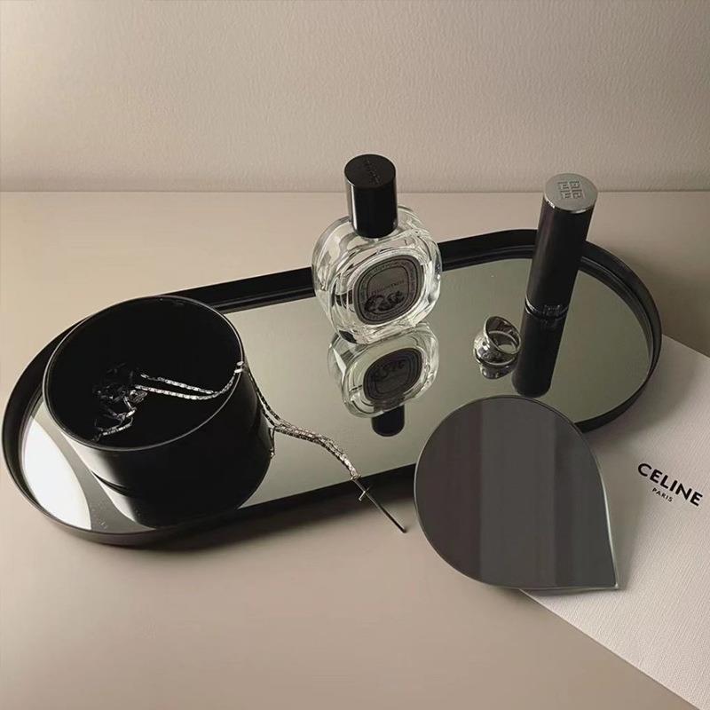 现代简约北欧极简收纳玻璃镜面托盘创意收纳盒桌面收纳软装饰品