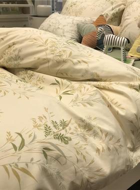 小仙草清新少女心田园碎花床上四件套纯棉被套文艺三件套