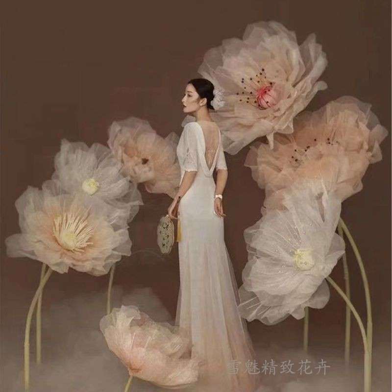 加密路引手工成品纸花丝网真丝纱花橱窗装饰拍摄道具婚庆婚礼布置