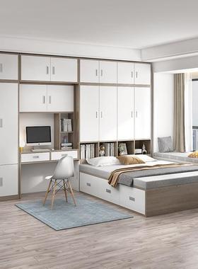 榻榻米衣柜床多功能儿童床衣柜组合家用简约衣帽间实木床柜一体床