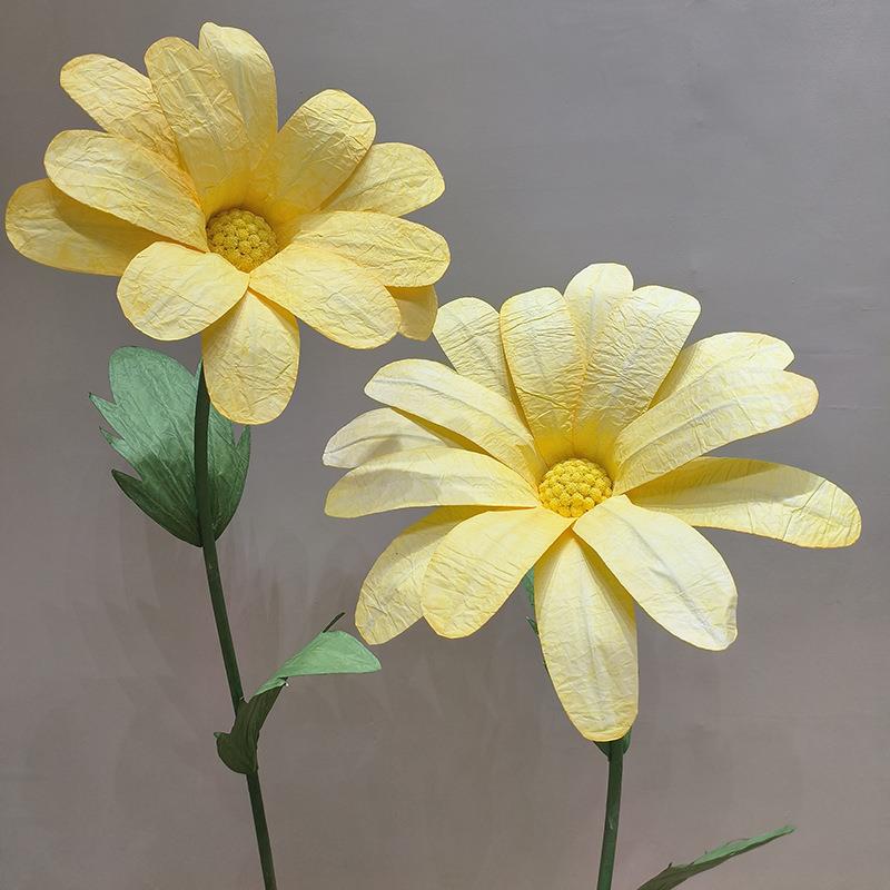 大型手工仿真纸花丝网纱格桑花波斯菊婚庆道具橱窗商场美陈布置