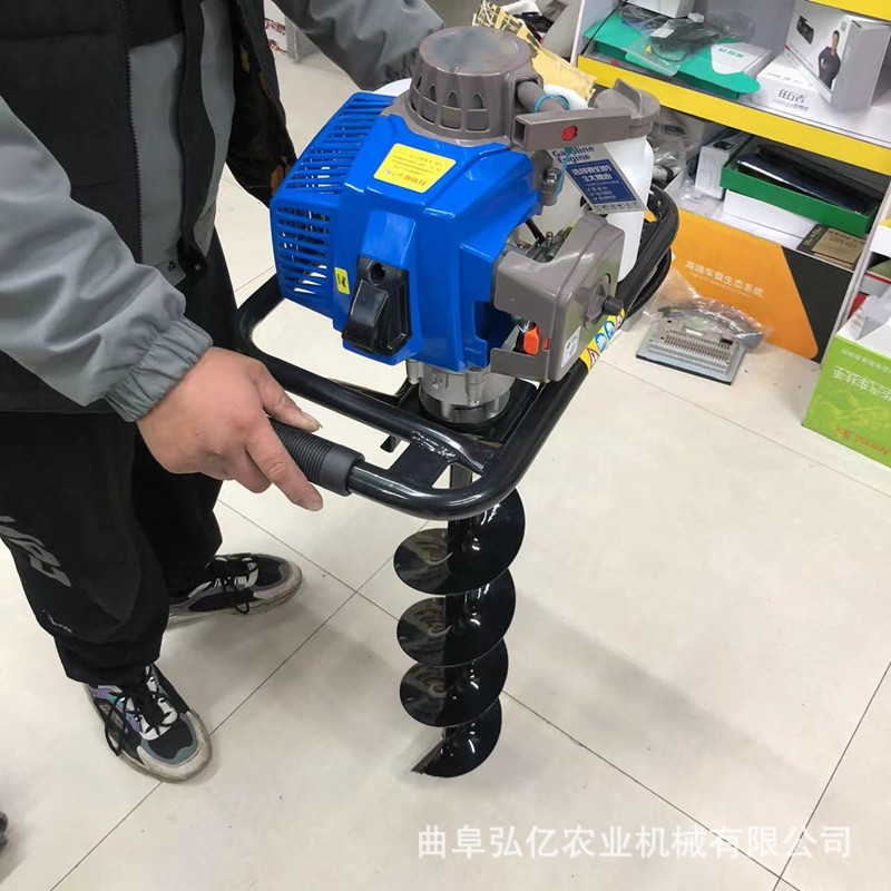 螺旋地钻挖坑机小型雪地打坑机冻土层大马力地锚钻坑机园林打孔机
