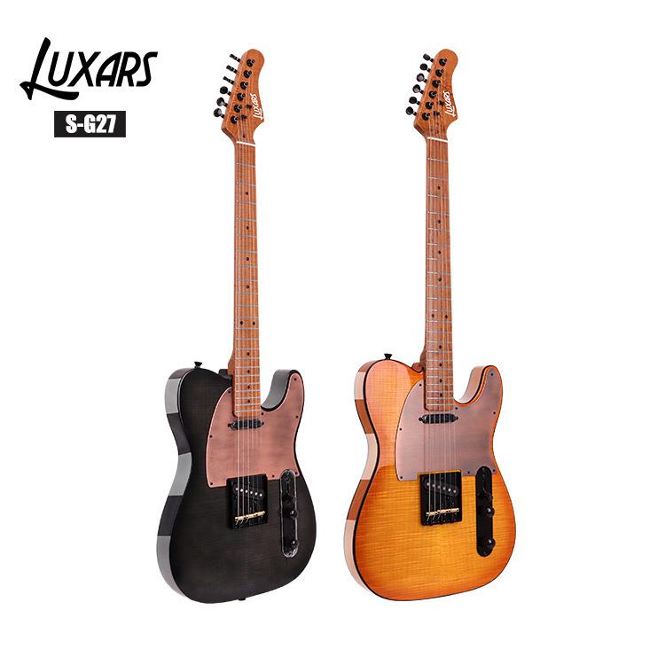 新款TL电吉他SG27-FM单面虎纹琴体碳烤虎纹枫木圆品丝设计不