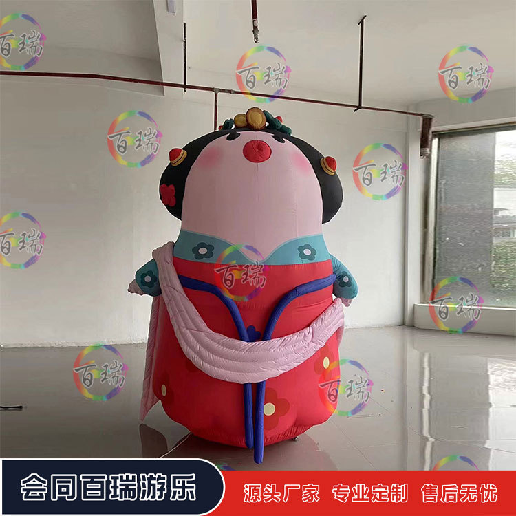 充气卡通人偶女孩发光唐风汉服国朝气模引流商场景区节日主题美陈