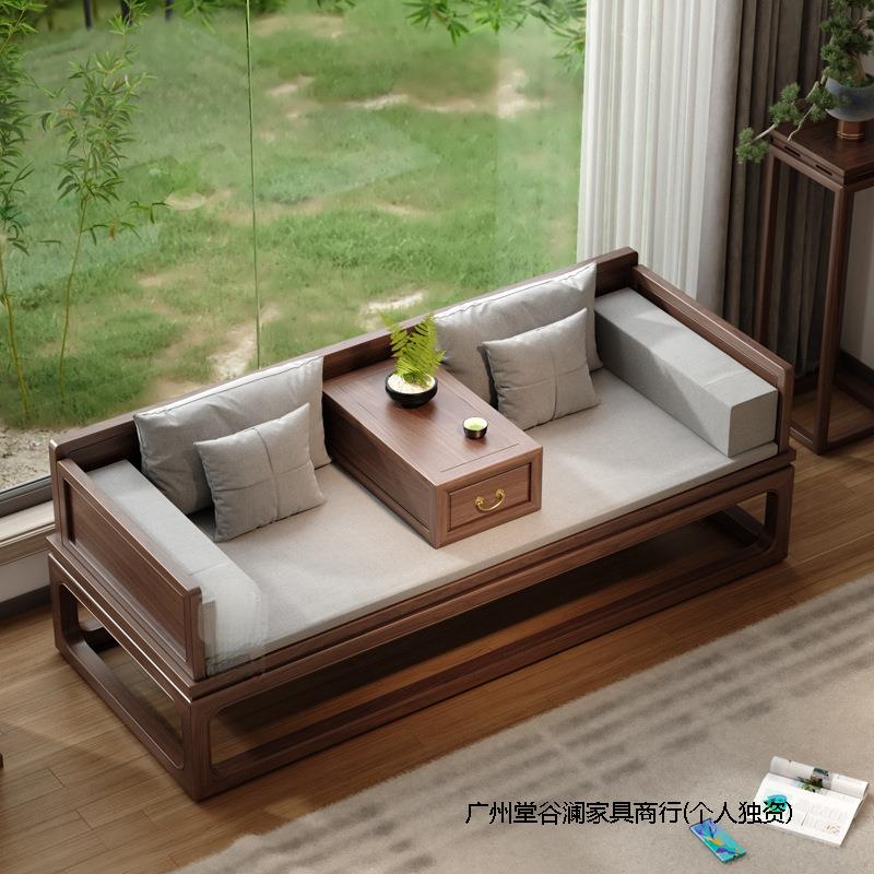 实木中式推拉带抽屉罗汉床现代简约客厅小户型贵妃榻沙发组合收纳