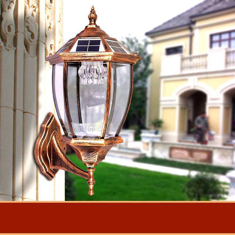 庭院太阳能壁灯欧式花园仿古户外太阳能壁灯感应太阳能壁灯