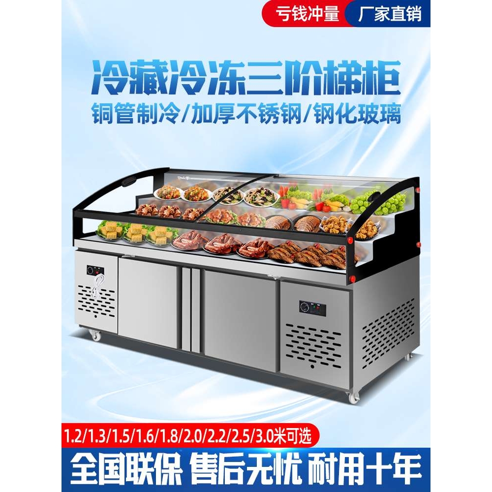 三层阶梯式冷藏冷冻商用展示柜卤菜凉菜阶梯冰台保鲜展示柜点菜柜