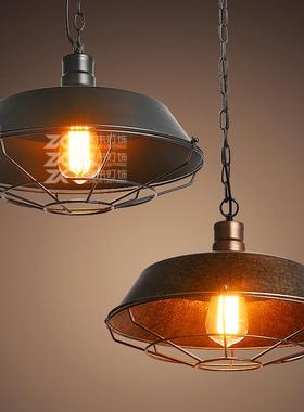 Loft2餐厅灯设计师款吧台北欧美式复古乡村工业控吊灯铁锈色锅盖