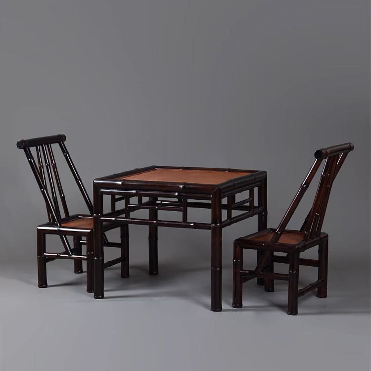明式仿古小方几小茶桌小方桌手工竹制靠背椅泡茶桌庭院桌椅竹家具