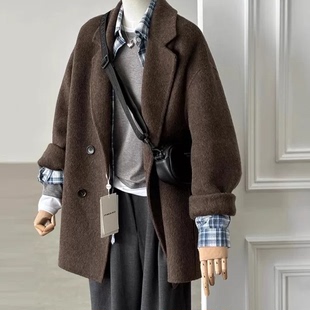 安梦忆皮草 沪上千金狐狸毛领连帽羊毛大衣外套女款2025新款冬