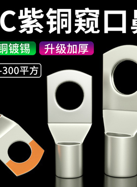 SC冷压端子窥口紫铜线鼻子端子头线耳电线压接接线端子铜鼻子接头