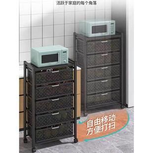 免安装 新款 落地厨房蔬菜置物架零食收纳架多功能家用可移动收纳柜
