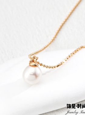天然淡水珍珠项链单颗吊坠高品质轻奢风锁骨链大气时尚S925银颈链