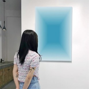渐变色装饰画简约风餐边墙t面浅蓝色高级感挂画大尺寸壁画艺术时