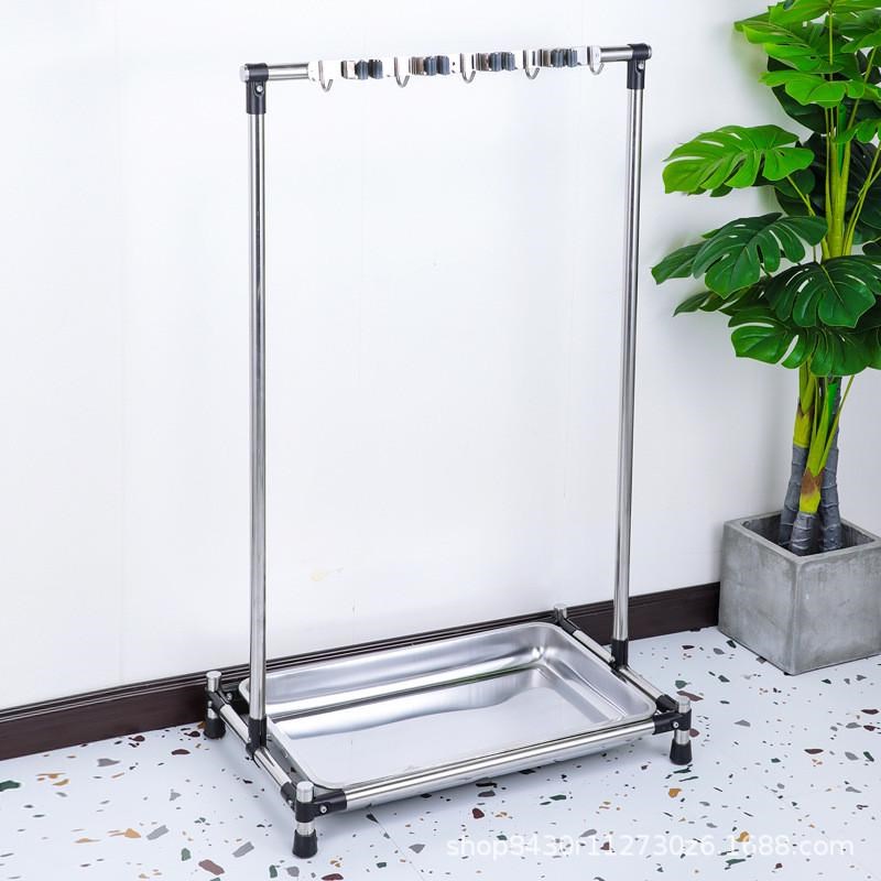 热销不锈钢拖把架落地式挂u架墩布收纳清洁工具置物架子可移动放