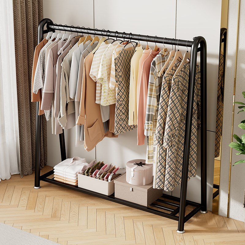 家用晾衣架落地卧室挂衣耐用衣架可承重折MO叠挂衣架简约单杆衣帽