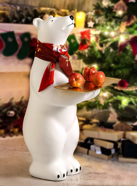 新年春节北极熊落地摆件大型客厅C店铺圣诞节布置软装饰品开业礼