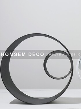 现代艺术家居金属圆形摆件售楼处样板间软装客Q厅书房酒柜桌面摆