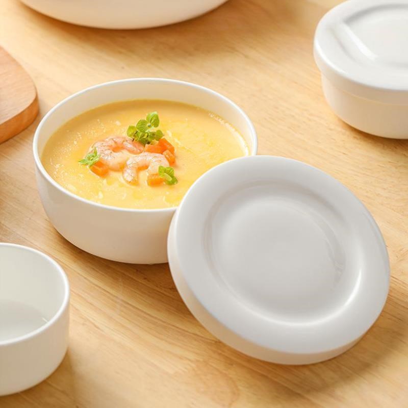 蒸蛋碗家用带盖陶瓷蒸鸡蛋羹宝宝E碗隔水炖盅蒸白微波炉碗瓷碗