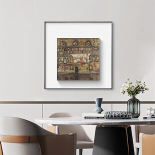 小镇席勒埃贡抽象艺术画现代轻奢客F厅背景墙画简约餐厅多联挂画