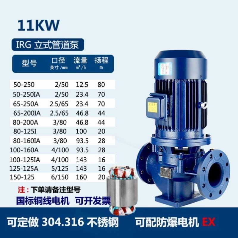 380v/220v750W1.1KW1.5KW2.2KW立式管道M离心泵3寸4寸5寸6寸380V
