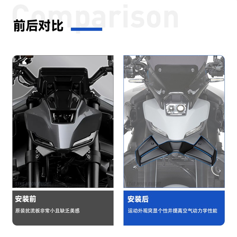 适用雅马哈MT09改装车头前鸟嘴下唇MT09-SP定风翼S前扰流板2025年