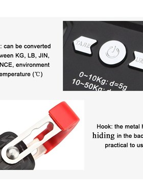 50Kg/b5g LCD Digital Display Backlight Portable Hanging Hook