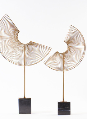 欧式金属几何玄关k摆件现代样板间客厅铁艺软装办公室端景台饰品