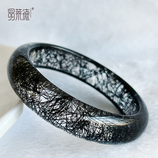 精品天然巴西黑发晶手镯新中式顺发钛晶一物一图晶体干净发丝均匀