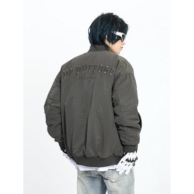 A carton刺绣高街MA-1飞行夹克秋冬外套男宽松棉服美式棒球服棉衣