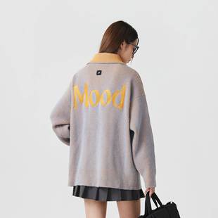 PCLP MOOD坑纹毛织开衫毛衣 潮牌秋冬季情侣宽松复古针织衫外套男