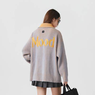PCLP MOOD坑纹毛织开衫毛衣 潮牌秋冬季情侣宽松复古针织衫外套男