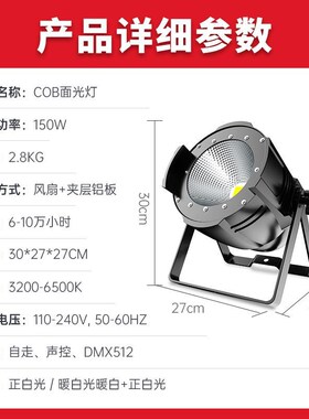 cob面光灯200W观众灯暖白正白舞台灯光酒吧婚庆led10X0W柔光补光