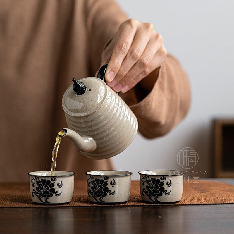 民窑雕花条纹小茶壶复古风磁z州窑青灰釉纯色陶瓷家用中式茶具,餐饮具,茶壶,淘宝优惠券,粉丝福利购,淘宝优惠卷