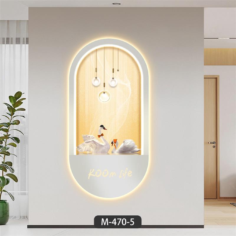 现代轻奢玄关装饰画创意椭圆形led灯画高级感客厅走廊过道墙挂画图片