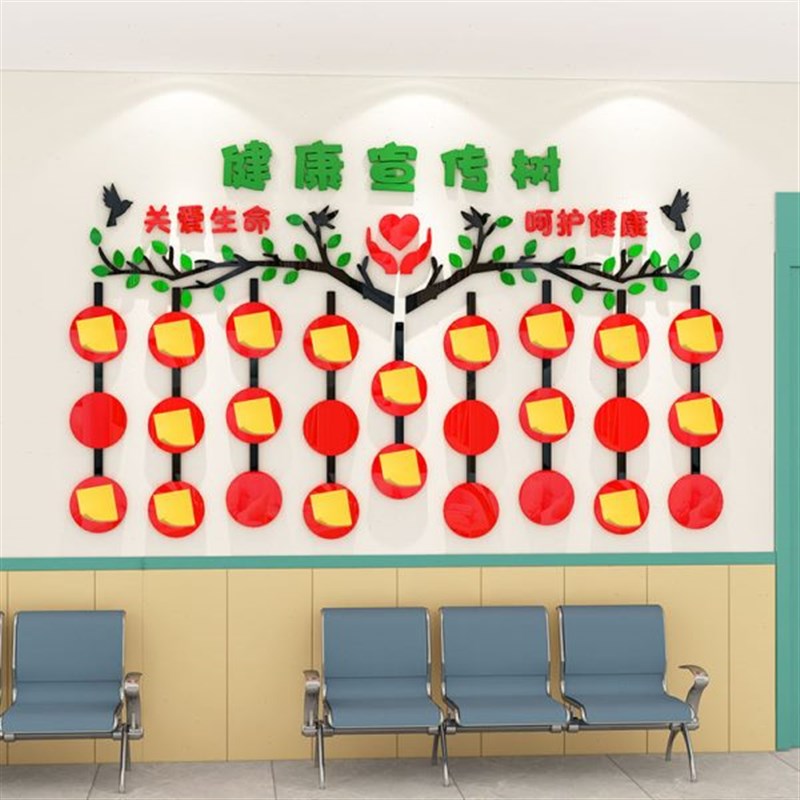 宣健康医院扫科室走廊树一站护士二维码文化墙工作台扫.教墙面装